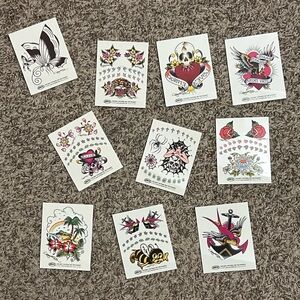 Vintage Ed Hardy Temporary Tattoo Sheet with Tiger and Floral Designs by Savvi